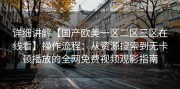 详细讲解【国产欧美一区二区三区在线看】操作流程：从资源搜索到无卡顿播放的全网免费视频观影指南
