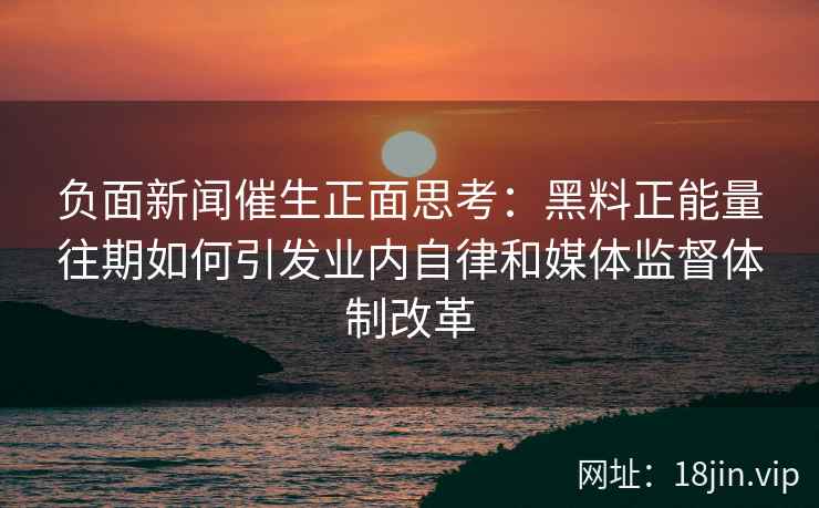 负面新闻催生正面思考：黑料正能量往期如何引发业内自律和媒体监督体制改革