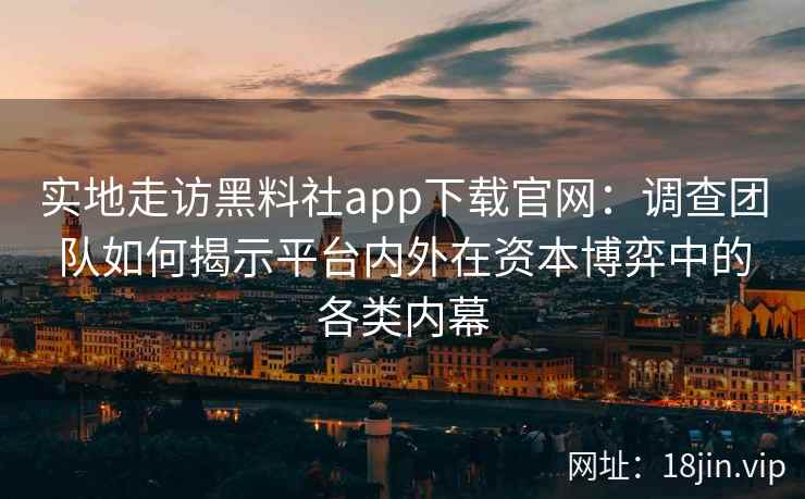 实地走访黑料社app下载官网：调查团队如何揭示平台内外在资本博弈中的各类内幕